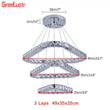 Load image into Gallery viewer, Rings Crystal Chandelier Stainless Steel Led Modern Pendant Light