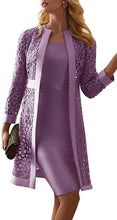 Load image into Gallery viewer, Two Piece Dress Women Long Sleeve Knee Length Jacket