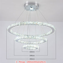 Load image into Gallery viewer, Rings Crystal Chandelier Stainless Steel Led Modern Pendant Light