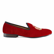 Load image into Gallery viewer, New Handmade Men Red Velvet Loafers With Crown Casual Dress Shoes