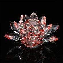 Load image into Gallery viewer, 80~200mm 1 Piece Red Crystal Lotus Paperweight Glass Fengshui Decor