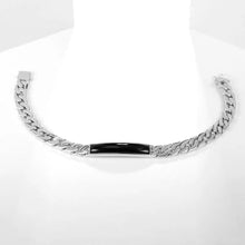 Load image into Gallery viewer, GEM'S BALLET Natural Black Onyx Bracelets for Men 925 Sterling Silver Casual Bar Chain Bracelet Bangle Women Party Jewelry