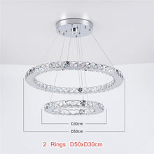 Load image into Gallery viewer, Rings Crystal Chandelier Stainless Steel Led Modern Pendant Light