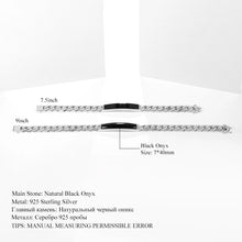 Load image into Gallery viewer, GEM'S BALLET Natural Black Onyx Bracelets for Men 925 Sterling Silver Casual Bar Chain Bracelet Bangle Women Party Jewelry