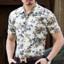 Load image into Gallery viewer, Men's Short Sleeve Floral Shirt Silk Slim Fit Half Sleeve
