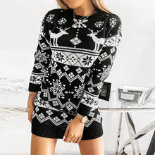 Load image into Gallery viewer, Christmas Sweater Dress for Women Winter Round Neck