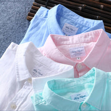 Load image into Gallery viewer, Men Spring Summer Cotton Linen Shirt Slim Casual Long Sleeves