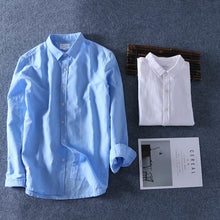 Load image into Gallery viewer, Men Spring Summer Cotton Linen Shirt Slim Casual Long Sleeves