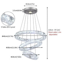 Load image into Gallery viewer, Rings Crystal Chandelier Stainless Steel Led Modern Pendant Light