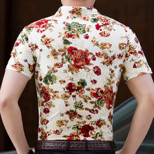 Load image into Gallery viewer, Men's Short Sleeve Floral Shirt Silk Slim Fit Half Sleeve