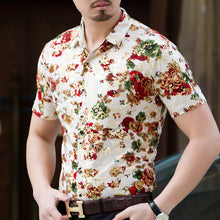 Load image into Gallery viewer, Men's Short Sleeve Floral Shirt Silk Slim Fit Half Sleeve