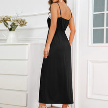 Load image into Gallery viewer, Women Spaghetti Strap Dress Lace Up Front Split