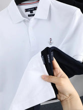 Load image into Gallery viewer, POLO shirt men's lapel new fashion embroidered hem slit short sleeve T-shirt