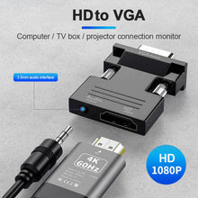 Load image into Gallery viewer, New VGA to HDMI-compatible Adapter For PC Laptop to HDTV Projector