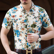 Load image into Gallery viewer, Men's Short Sleeve Floral Shirt Silk Slim Fit Half Sleeve