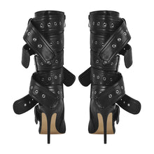 Load image into Gallery viewer, Only maker Women Pointed Toe Mid-Calf Boots Buckle Strap Thin High Heel
