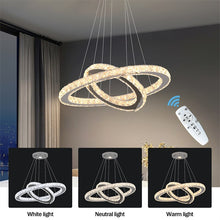 Load image into Gallery viewer, Rings Crystal Chandelier Stainless Steel Led Modern Pendant Light