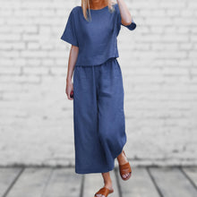 Load image into Gallery viewer, Women's Suits Tracksuit Short Sleeve Shirt Loose Pants Set