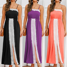 Load image into Gallery viewer, Women Spaghetti Strap Dress Lace Up Front Split