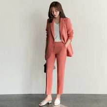 Load image into Gallery viewer, Women Office White Pink Suit Two-Piece Pantsuit Elegant Blazer