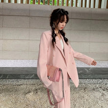 Load image into Gallery viewer, Women Office White Pink Suit Two-Piece Pantsuit Elegant Blazer