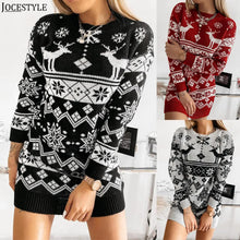 Load image into Gallery viewer, Christmas Sweater Dress for Women Winter Round Neck