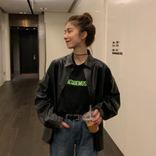 Load image into Gallery viewer, New chic Women oversized PU leather blouses Spring Autumn