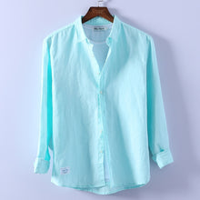 Load image into Gallery viewer, Men Spring Summer Cotton Linen Shirt Slim Casual Long Sleeves