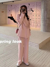 Load image into Gallery viewer, Women Office White Pink Suit Two-Piece Pantsuit Elegant Blazer
