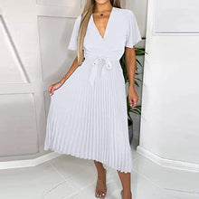 Load image into Gallery viewer, Fashion Ladies Short Sleeve Ruffle V-Neck Lace-up Dress