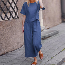 Load image into Gallery viewer, Women's Suits Tracksuit Short Sleeve Shirt Loose Pants Set