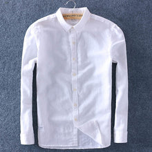 Load image into Gallery viewer, Men Spring Summer Cotton Linen Shirt Slim Casual Long Sleeves