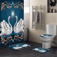 Load image into Gallery viewer, Animal Swan Shower Curtain Sets Non-Slip Rugs Toilet Lid Cover