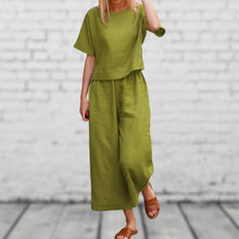 Load image into Gallery viewer, Women's Suits Tracksuit Short Sleeve Shirt Loose Pants Set