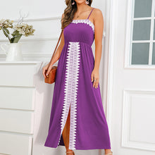Load image into Gallery viewer, Women Spaghetti Strap Dress Lace Up Front Split