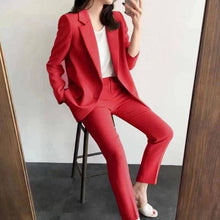 Load image into Gallery viewer, Women Office White Pink Suit Two-Piece Pantsuit Elegant Blazer