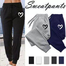 Load image into Gallery viewer, Women Heart Printed Sweatpants Autumn Winter Cotton Long Pants