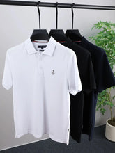 Load image into Gallery viewer, POLO shirt men's lapel new fashion embroidered hem slit short sleeve T-shirt