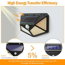 Load image into Gallery viewer, 100 LED Solar Wall Lights Outdoor Solar Lamp Waterproof Motion Sensor