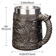 Load image into Gallery viewer, Mighty China Dragon Rune Mug Tankard 304 Stainless Steel