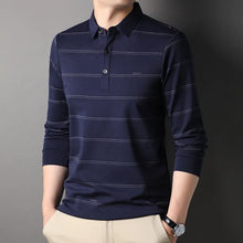 Load image into Gallery viewer, Mulberry Silk 5.2% New Fashion Stripped Polo Men Designer Brand Plain Casual