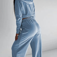 Load image into Gallery viewer, Women's Casual Long-sleeved Hoodie Sports Suit Solid Color Zipper Short Jacket