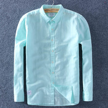 Load image into Gallery viewer, Men Spring Summer Cotton Linen Shirt Slim Casual Long Sleeves
