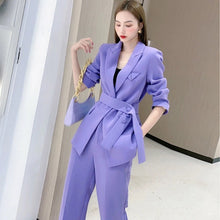 Load image into Gallery viewer, Women Office White Pink Suit Two-Piece Pantsuit Elegant Blazer
