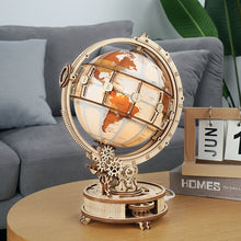 Load image into Gallery viewer, Luminous Wooden Globe 3D Puzzle Games Assemble Model