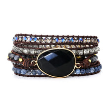 Load image into Gallery viewer, Exclusive Leather Bracelet Black Onyx Mix 5 Strands women and men
