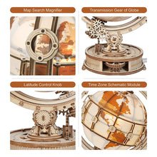 Load image into Gallery viewer, Luminous Wooden Globe 3D Puzzle Games Assemble Model