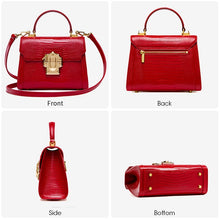 Load image into Gallery viewer, LA FESTIN Designer Serpentine Lock Handbag Split Leather