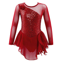 Load image into Gallery viewer, Girls Rhinestone Long Sleeve Gymnastic Leotard