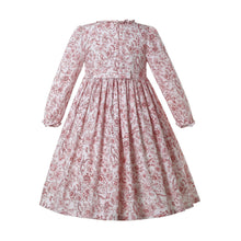 Load image into Gallery viewer, Autumn Christmas Children Infant Pink Floral Hand Smocked Dresses For Toddler Girls - sunnydayhomedecorboutique